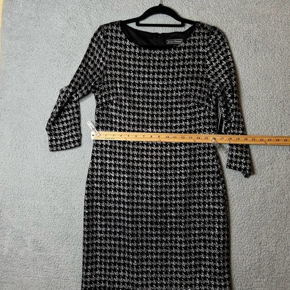 Jessica Howard Dress Womens 10 Black Houndstooth Glitter Knit Shift‎ Dress NEW - Picture 6 of 13